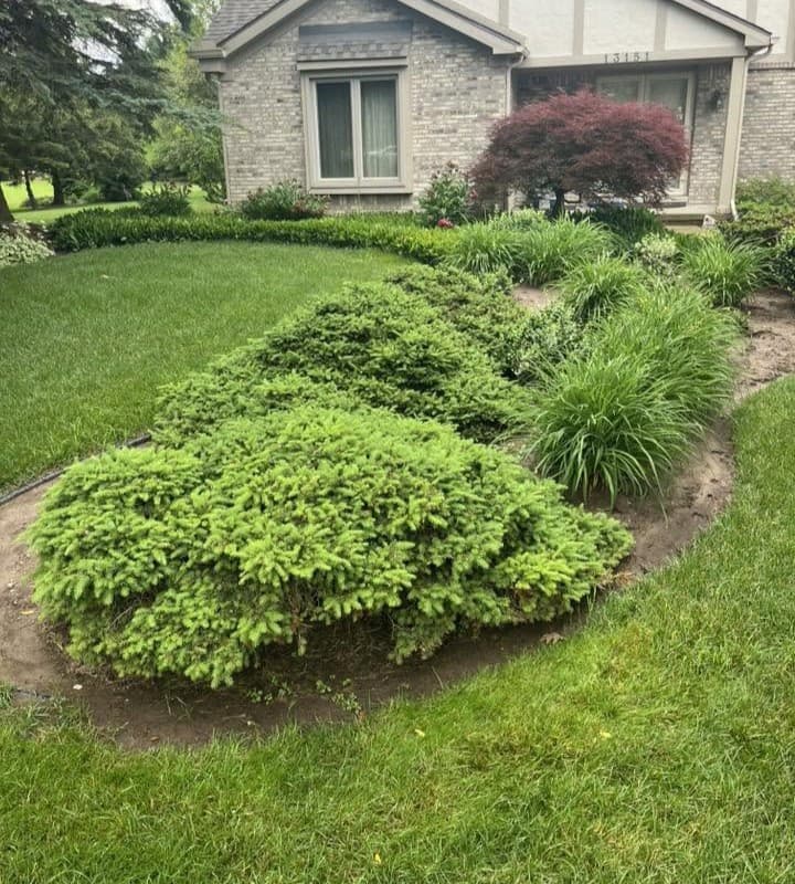 Garden bed and mulch landscaping project