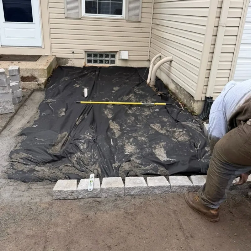 Landscape paver patio installation preparation