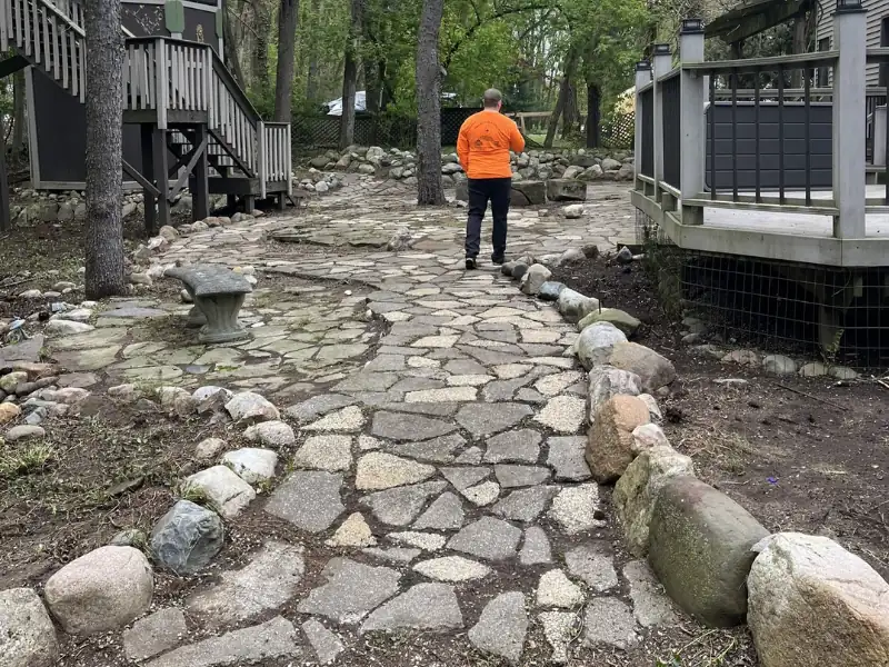 Natural Stone Walkway by Legacy Lawn And Landscape