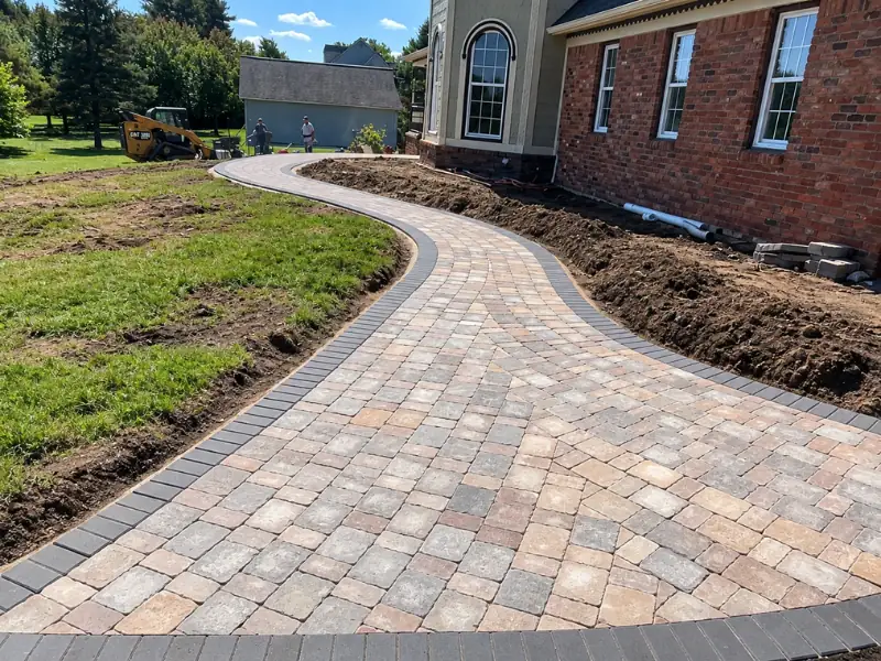 Paver walkway and landscape installation